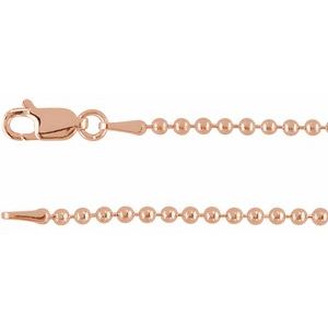 14K Rose 2 mm Hollow Bead 24" Chain