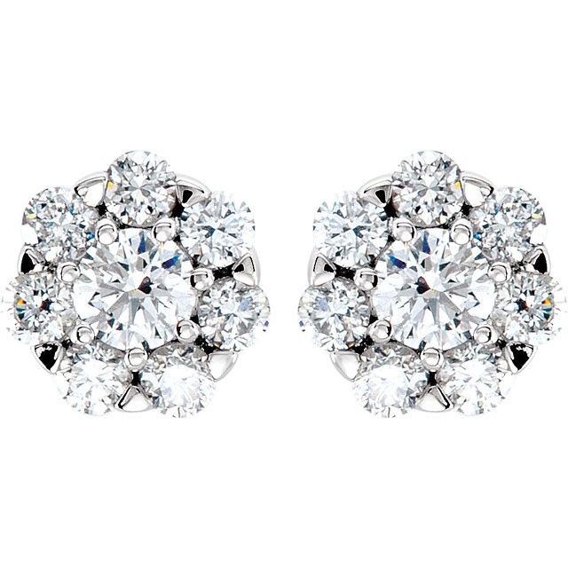 14K White 5/8 CTW Natural Diamond Cluster Earrings