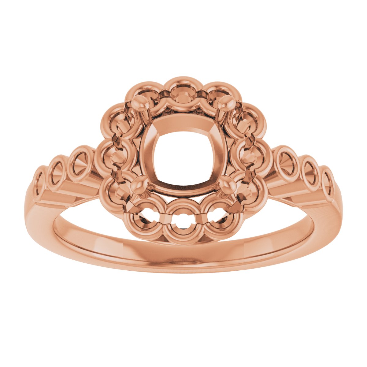 18K Rose Gold  6 mm Cushion Engagement Ring Mounting