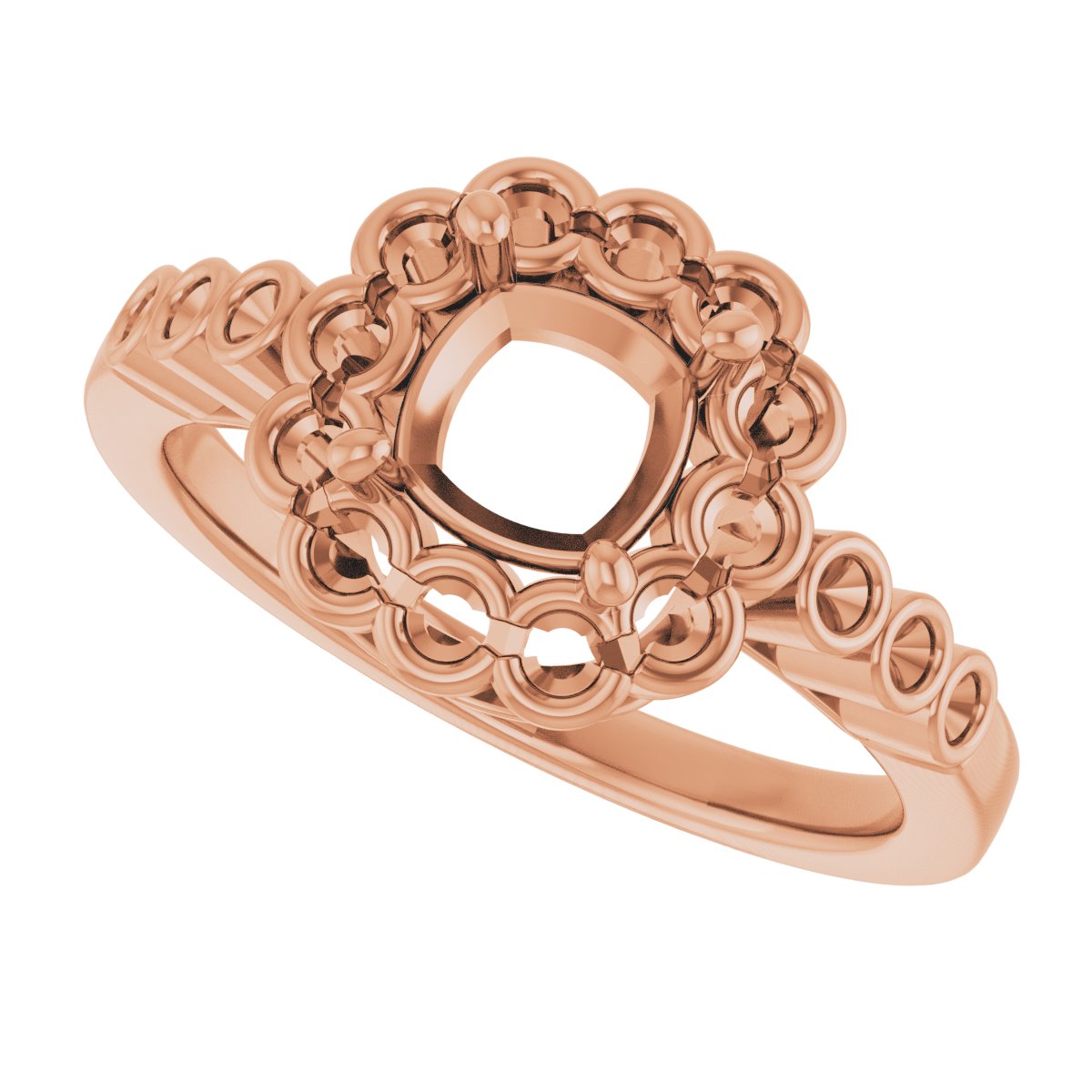 18K Rose Gold  6 mm Cushion Engagement Ring Mounting