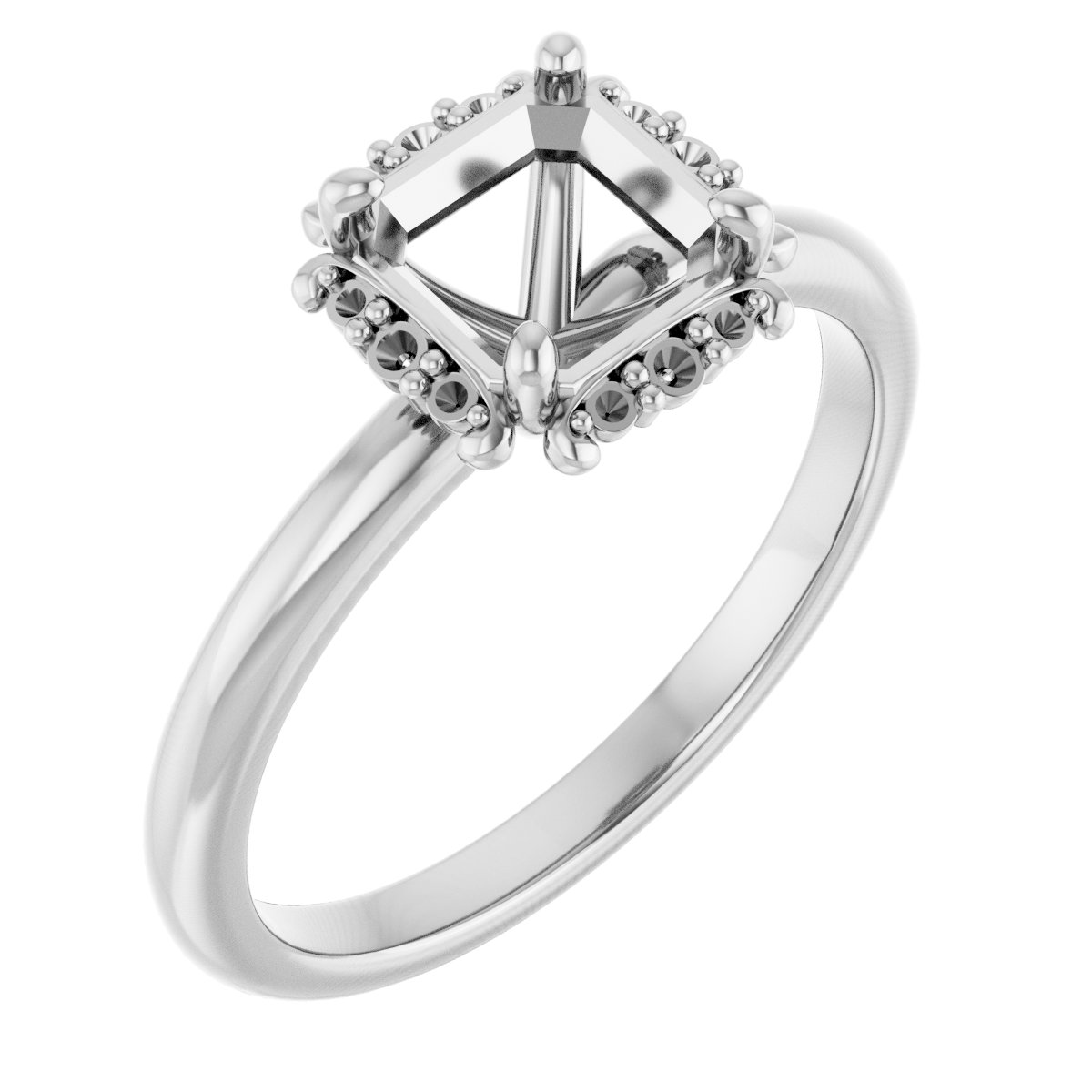 Claw-Prong Halo-Style Engagement Ring