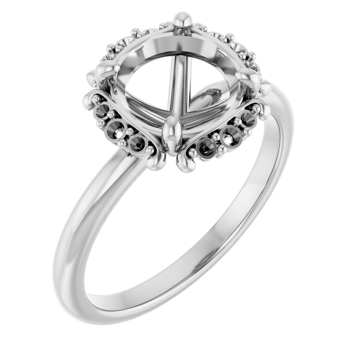 Claw-Prong Halo-Style Engagement Ring