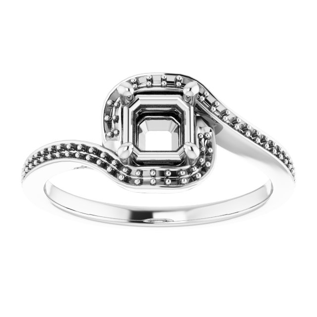 10x10 mm Square Bypass Halo-Style Engagement Ring Mounting view 3