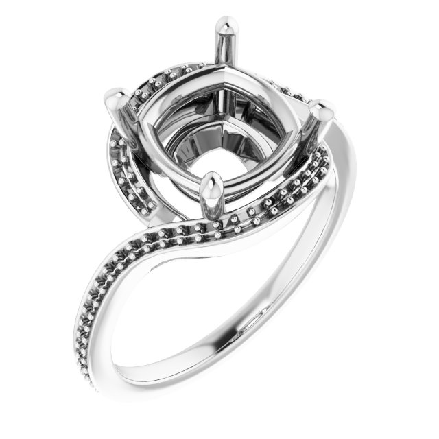 14 K White Gold Halo Engagement Ring