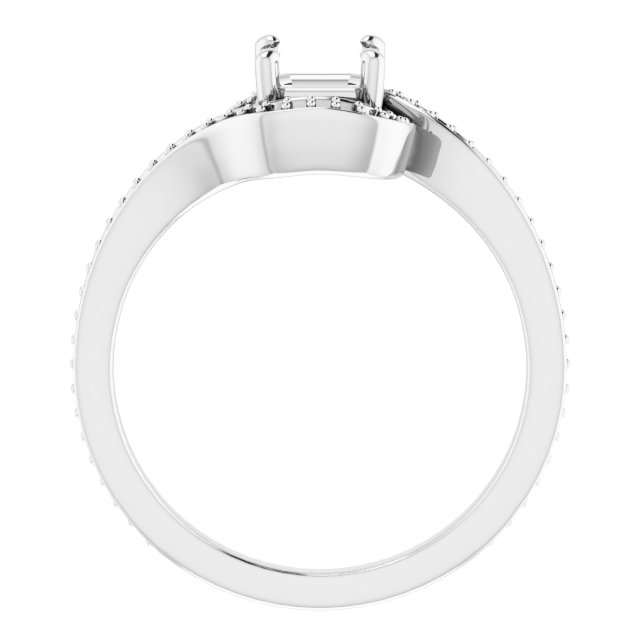 10x10 mm Square Bypass Halo-Style Engagement Ring Mounting view 2