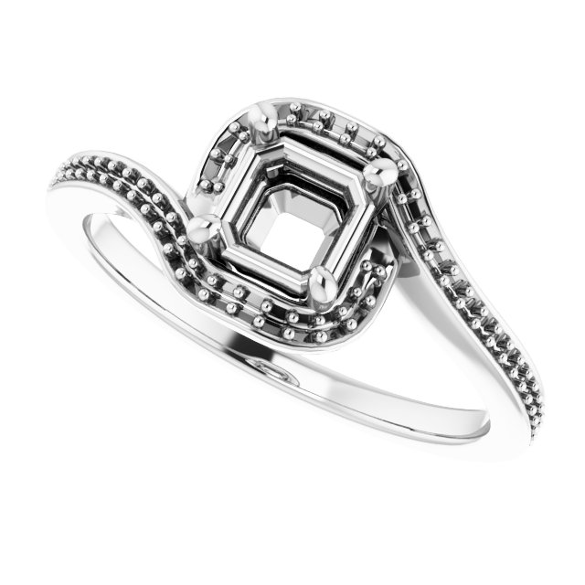 10x10 mm Square Bypass Halo-Style Engagement Ring Mounting view 5