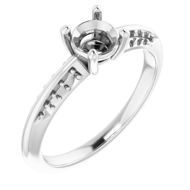 Accented Knife-Edge Engagement Ring