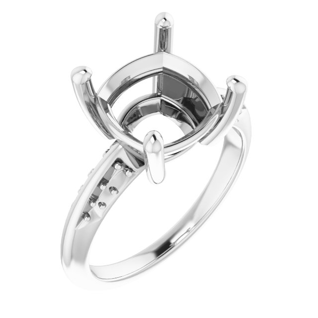Accented Knife-Edge Engagement Ring