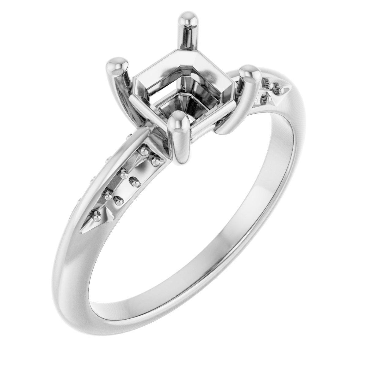 Accented Knife-Edge Engagement Ring