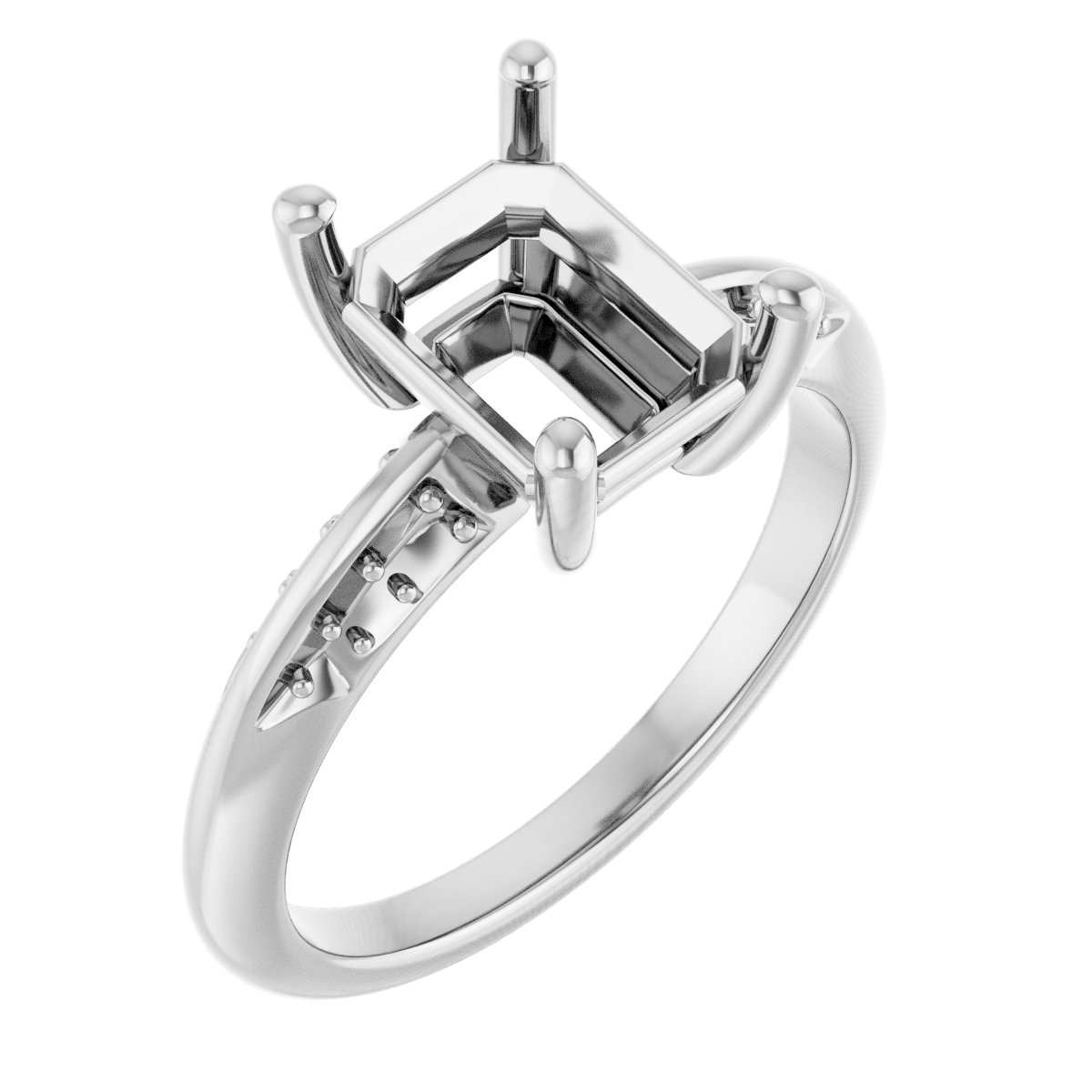 Accented Knife-Edge Engagement Ring