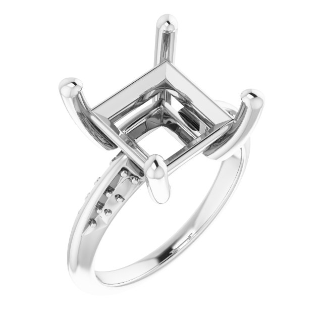 Accented Knife-Edge Engagement Ring