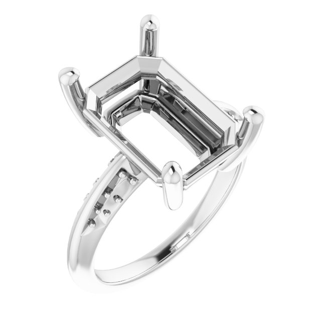 Accented Knife-Edge Engagement Ring