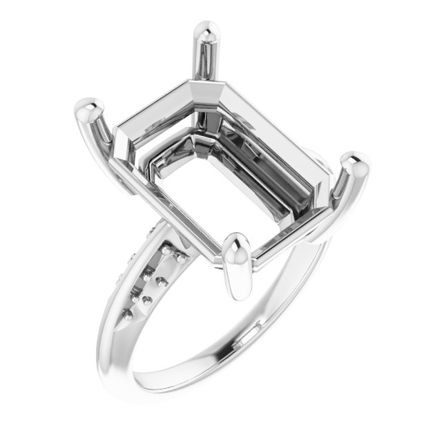 Accented Knife-Edge Engagement Ring