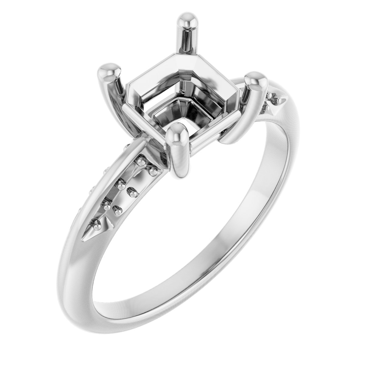 Accented Knife-Edge Engagement Ring