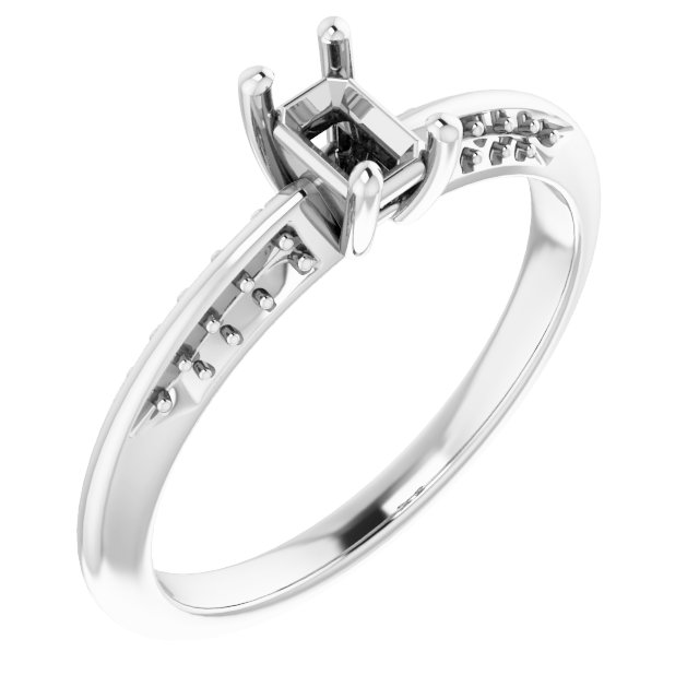 Accented Knife-Edge Engagement Ring