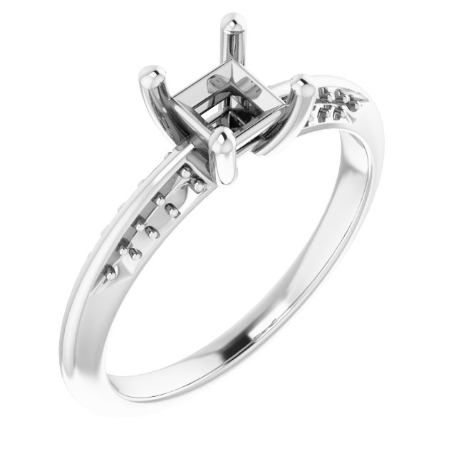 Accented Knife-Edge Engagement Ring
