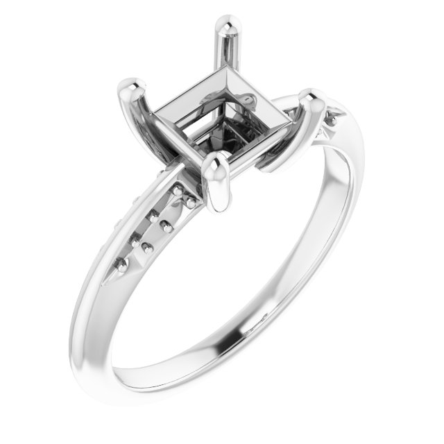 Accented Knife-Edge Engagement Ring