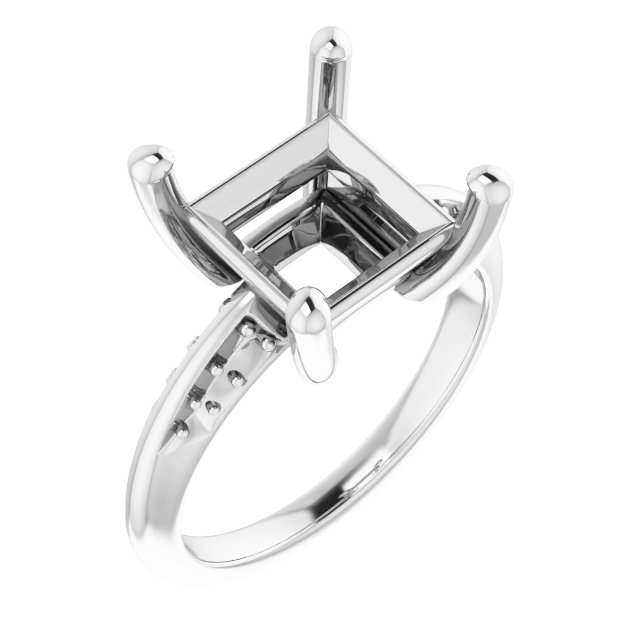 Accented Knife-Edge Engagement Ring
