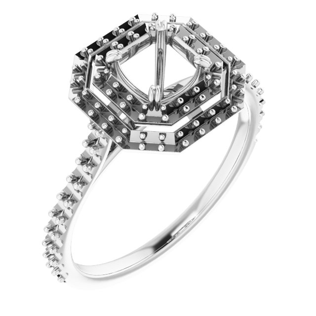Double Halo-Style Engagement Ring