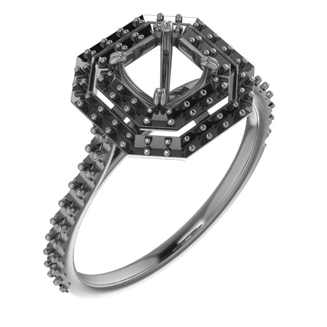 10x10 mm Heart Engagement Ring Mounting