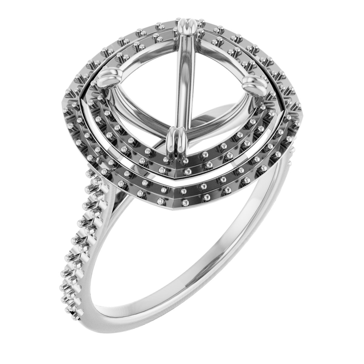 Double Halo-Style Engagement Ring