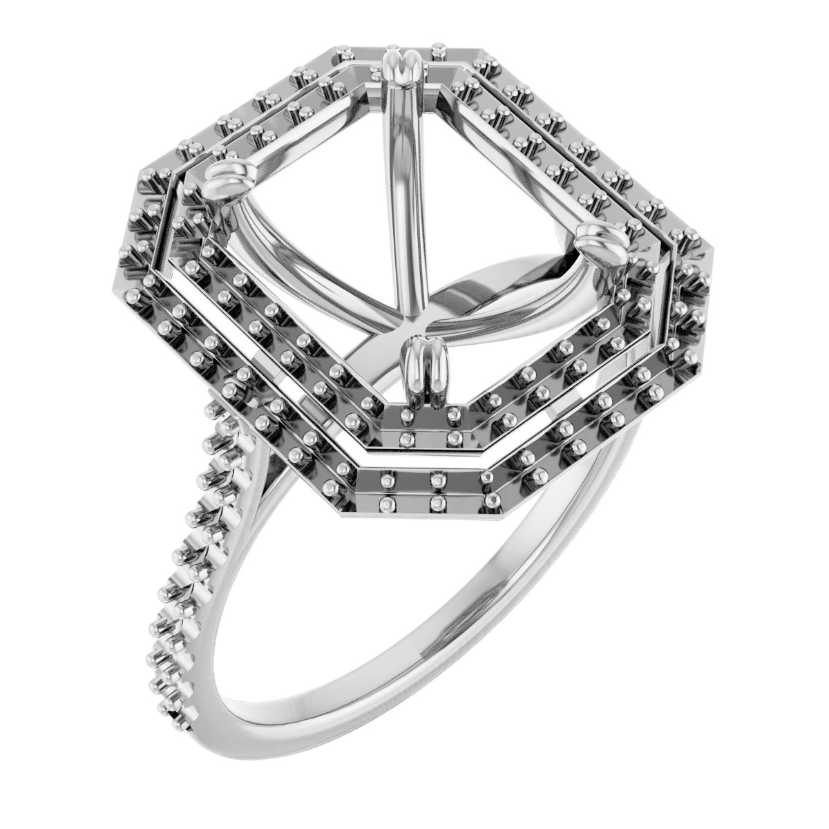 Double Halo-Style Engagement Ring