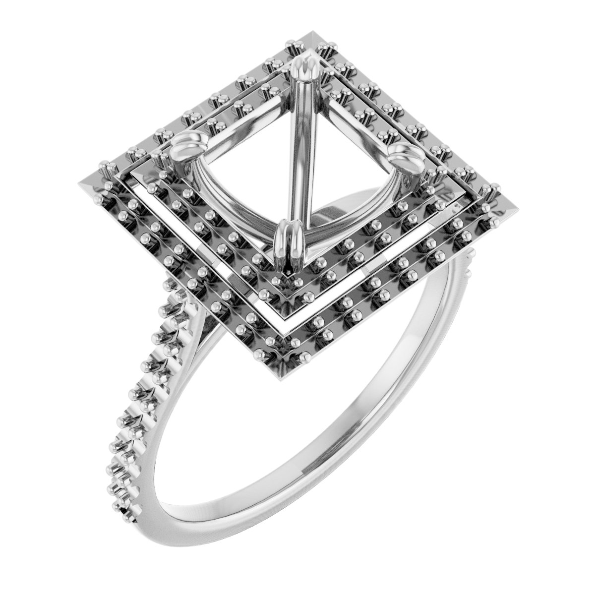 Double Halo-Style Engagement Ring