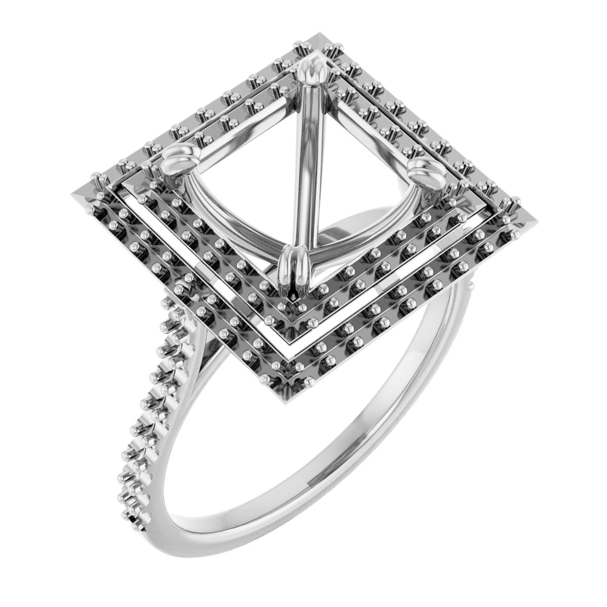 Double Halo-Style Engagement Ring