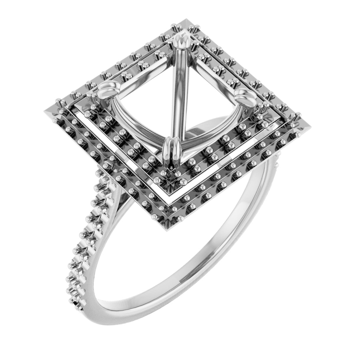 Double Halo-Style Engagement Ring