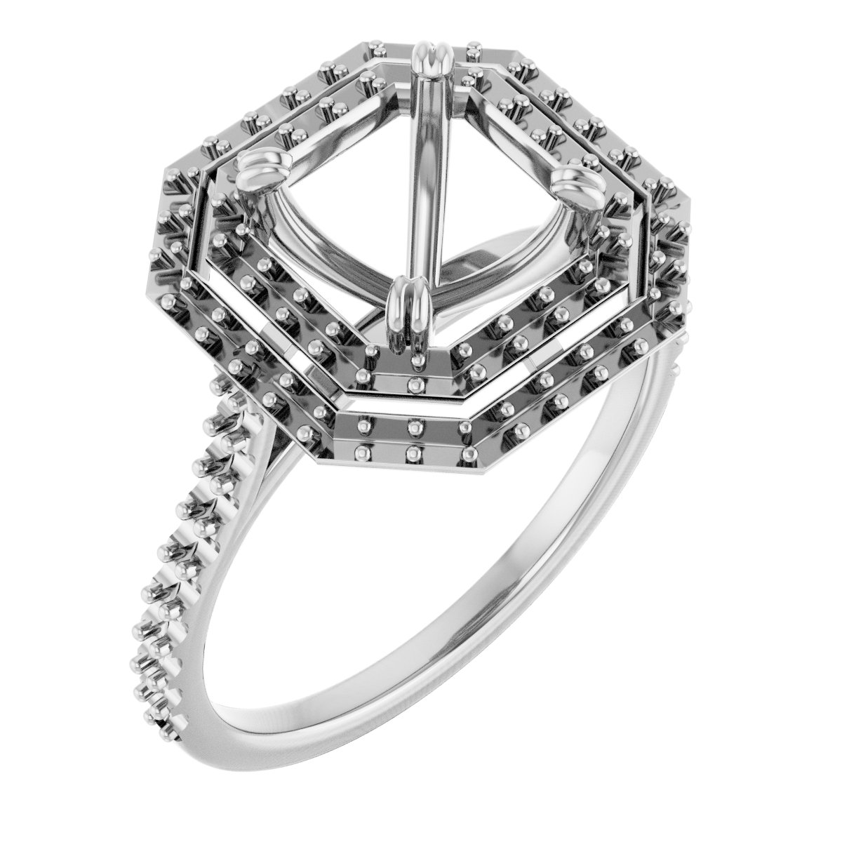 Double Halo-Style Engagement Ring