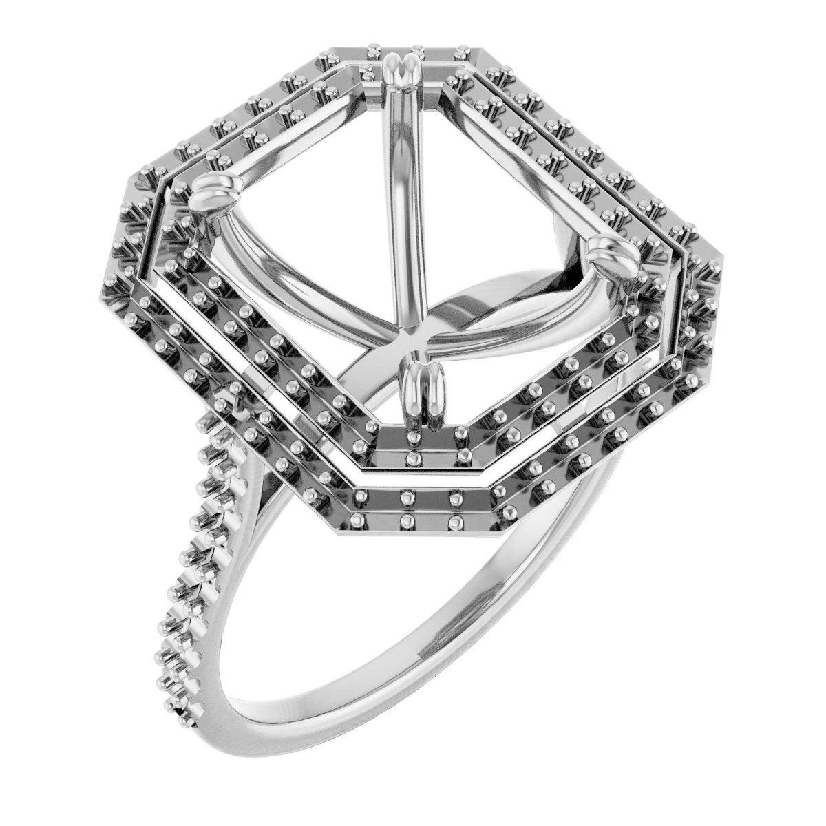 Double Halo-Style Engagement Ring