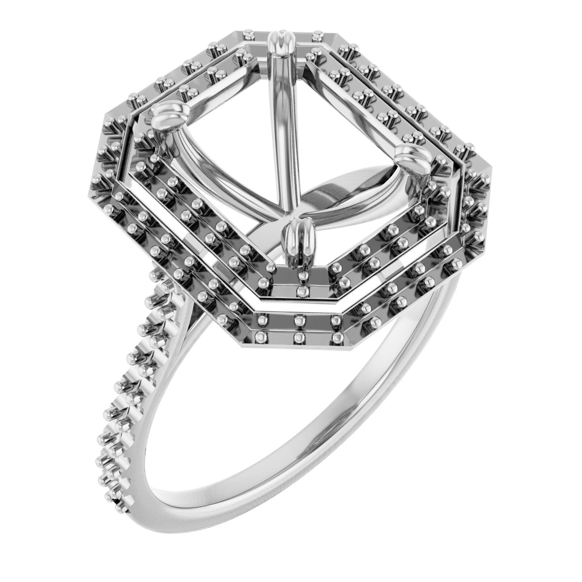 Double Halo-Style Engagement Ring