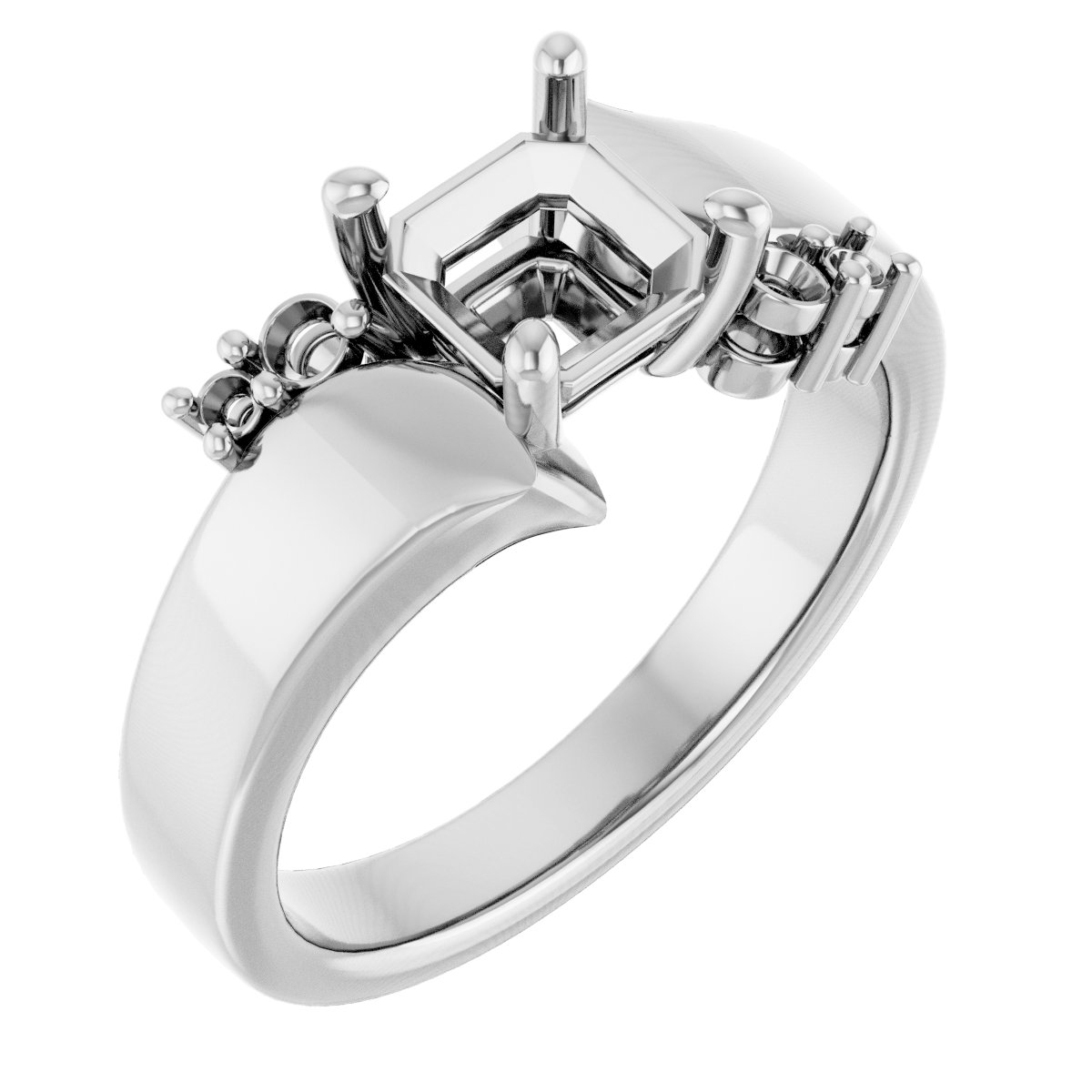Accented Bypass Engagement Ring