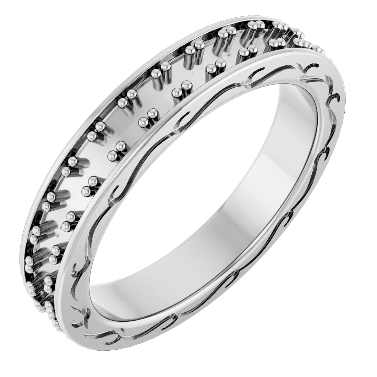 14K White 2 mm Round Eternity Band Mounting Size 7