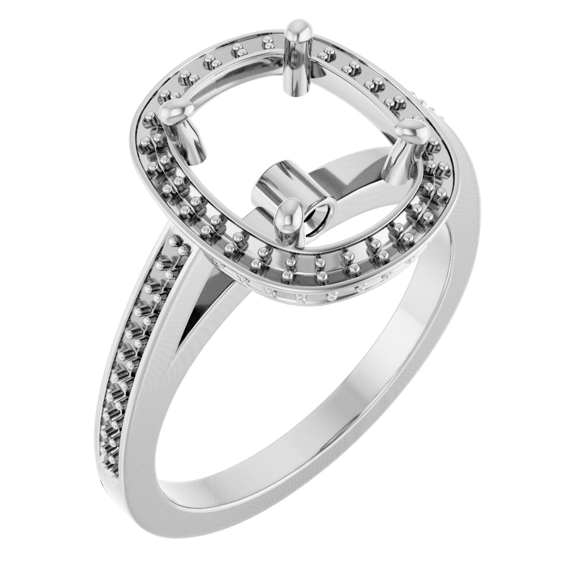 14 K White Gold Halo Engagement Ring