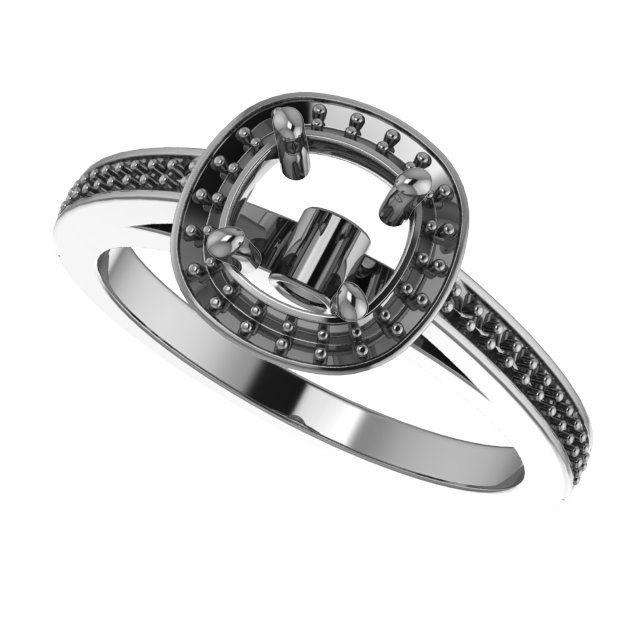 6.5x6.5 mm Square Halo-Style Engagement Ring Mounting view 5