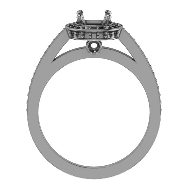 6.5x6.5 mm Square Halo-Style Engagement Ring Mounting view 2