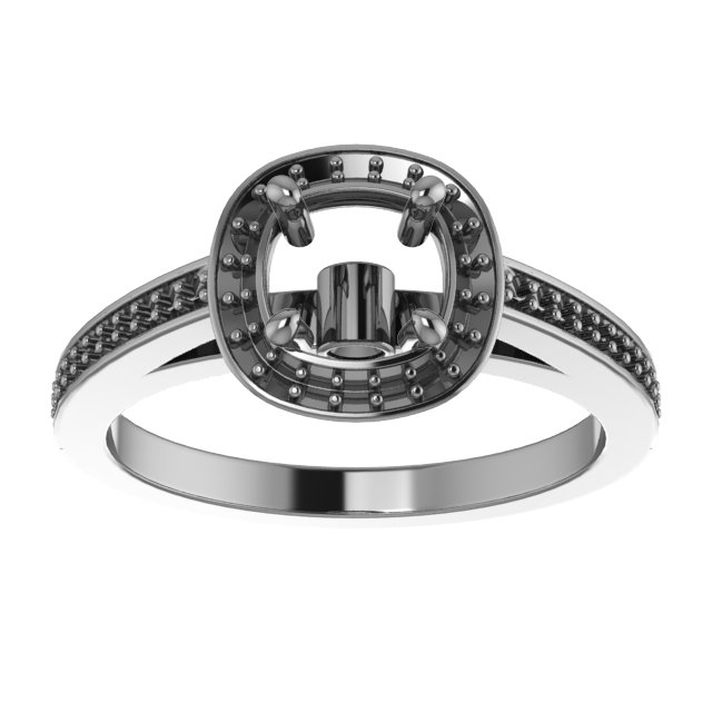 6.5x6.5 mm Square Halo-Style Engagement Ring Mounting view 3