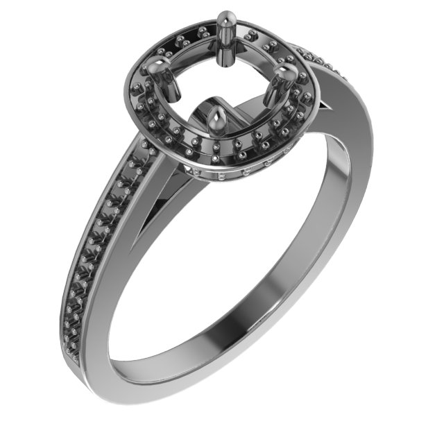 6.5x6.5 mm Square Halo-Style Engagement Ring Mounting