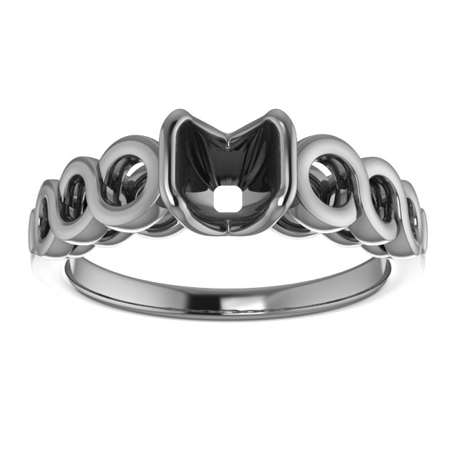 5 x 5 mm Square Half Bezel Engagement Ring Mounting view 3