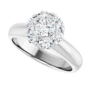 14K White 1/2 CTW Diamond Cluster Engagement Ring