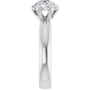 14K White 1/2 CTW Diamond Cluster Engagement Ring