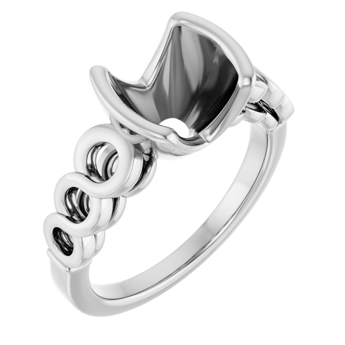 Half-Bezel Accented Engagement Ring