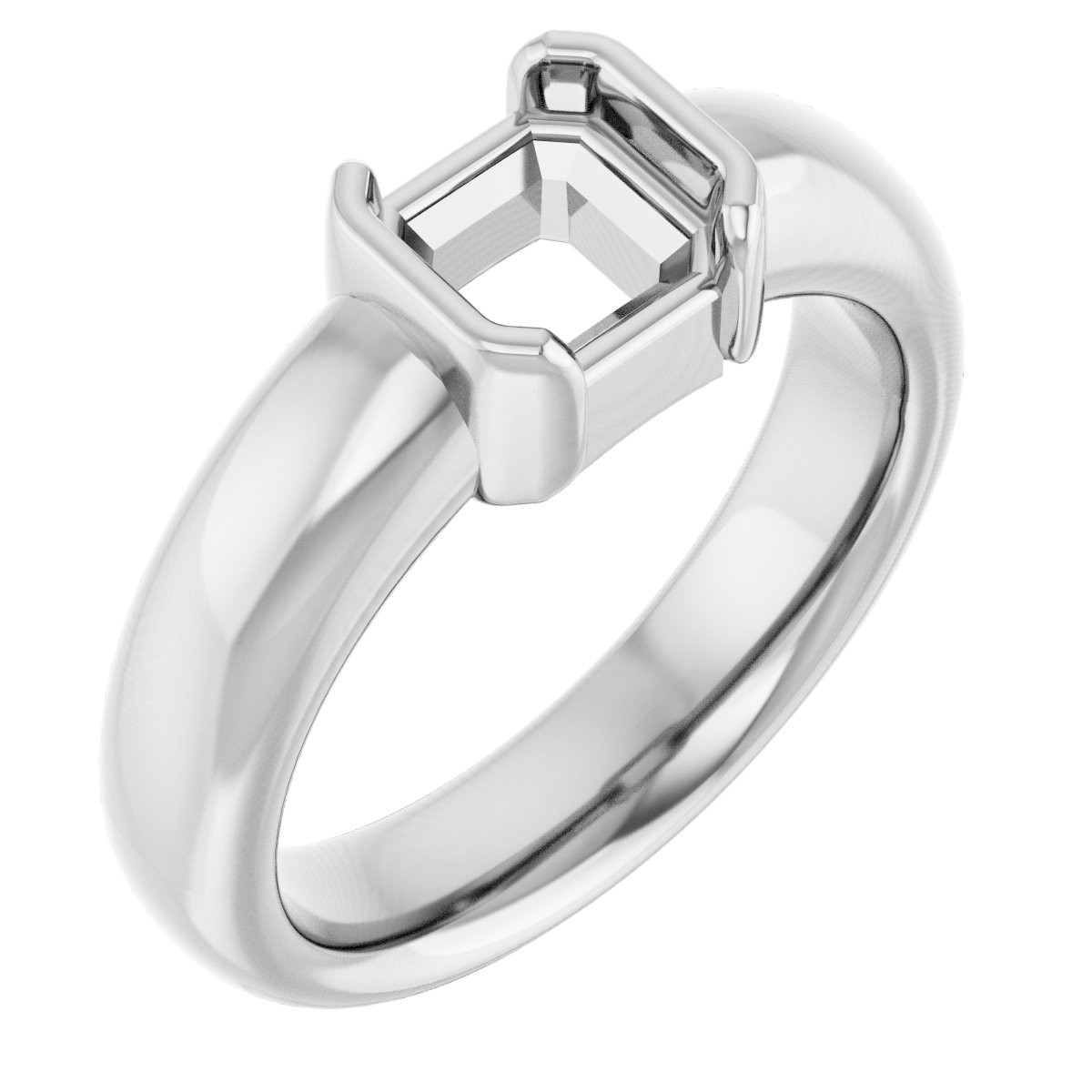 Half-Bezel Solitaire Engagement Ring