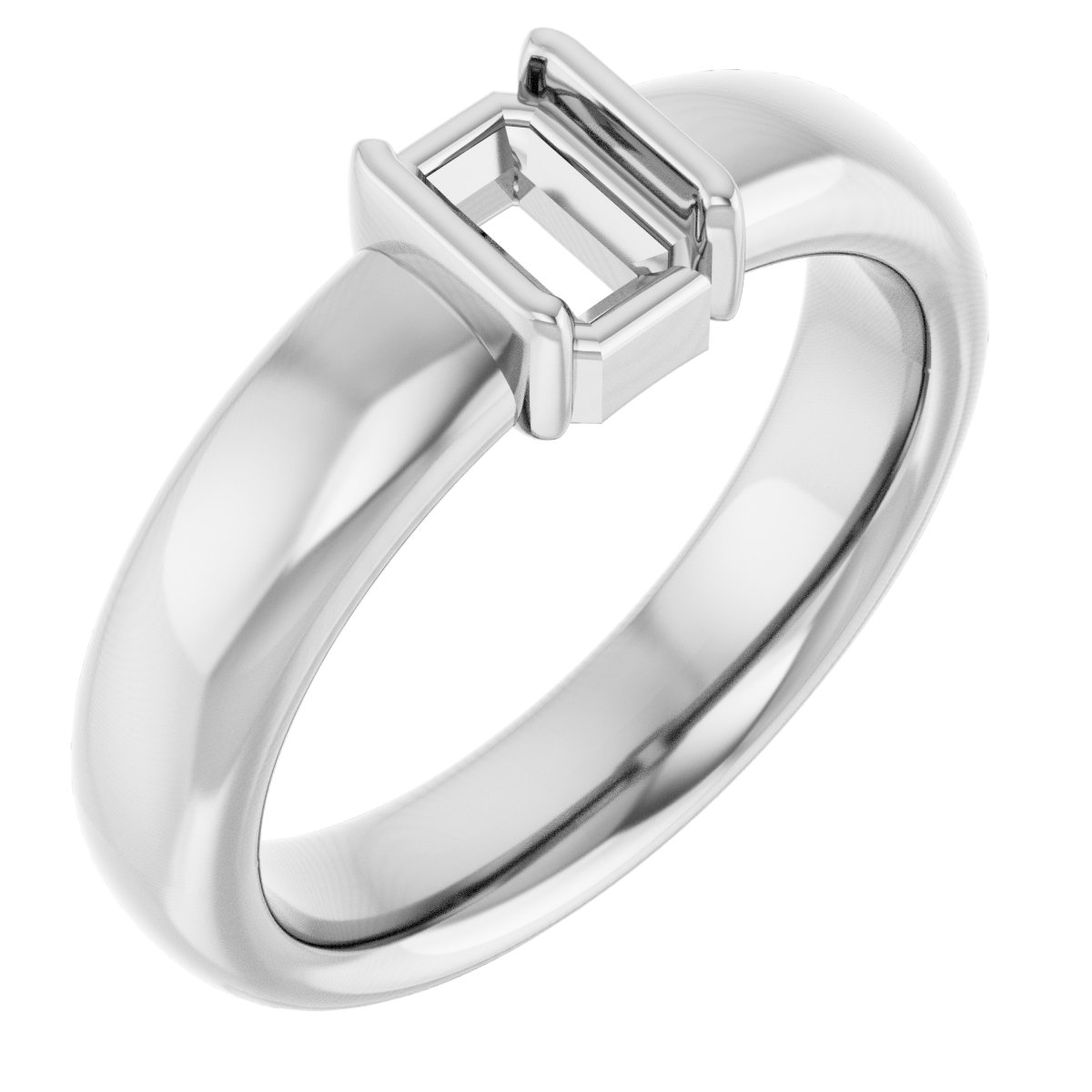 Half-Bezel Solitaire Engagement Ring