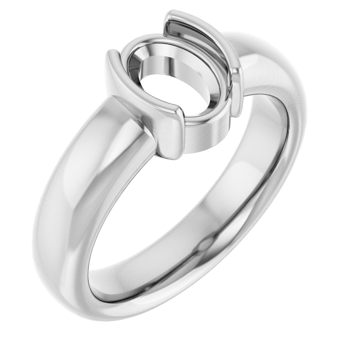 Half-Bezel Solitaire Engagement Ring
