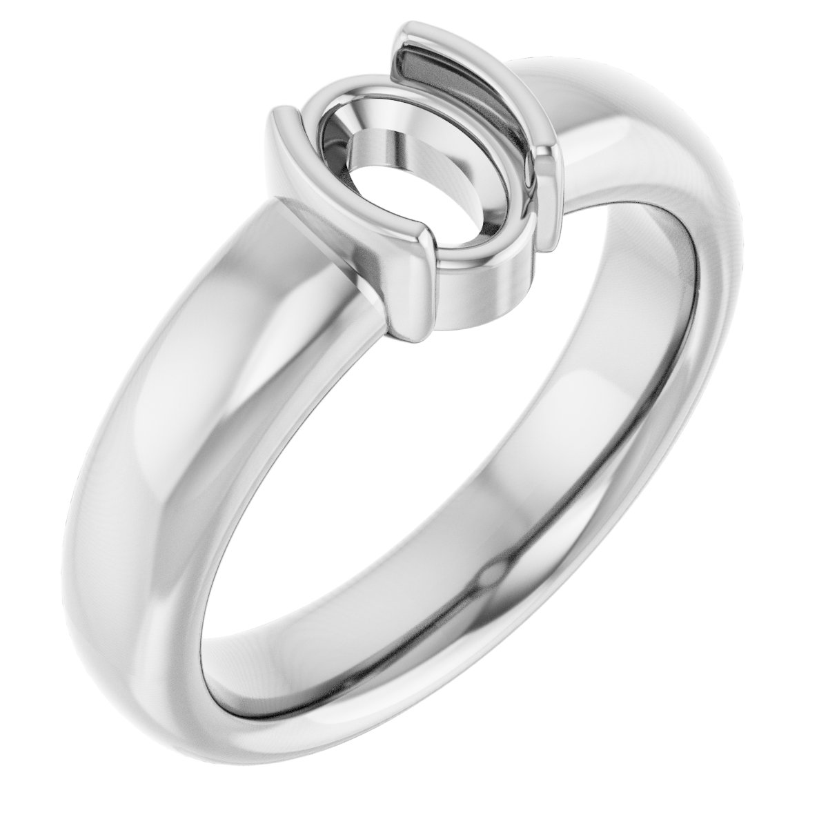 Half-Bezel Solitaire Engagement Ring