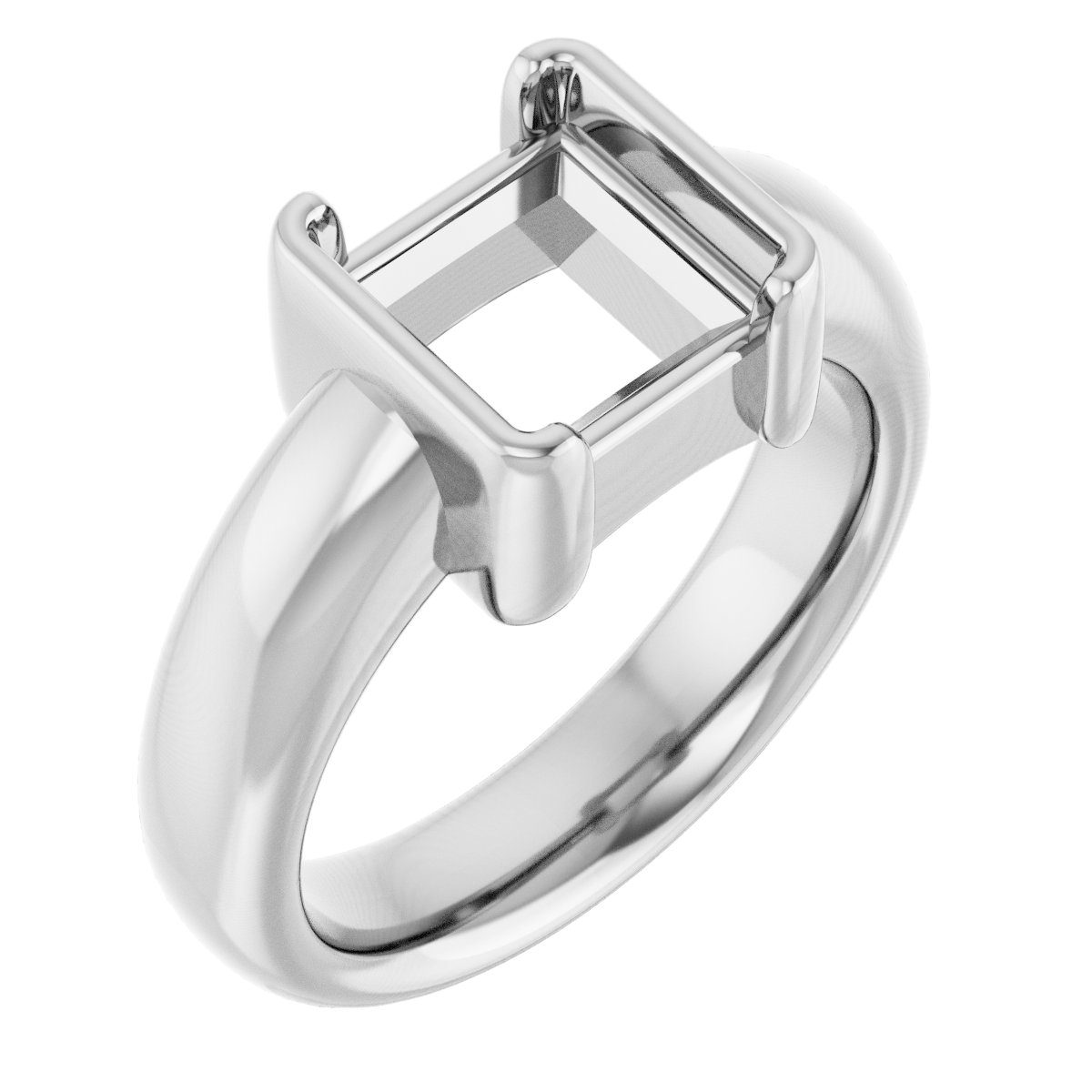Half-Bezel Solitaire Engagement Ring