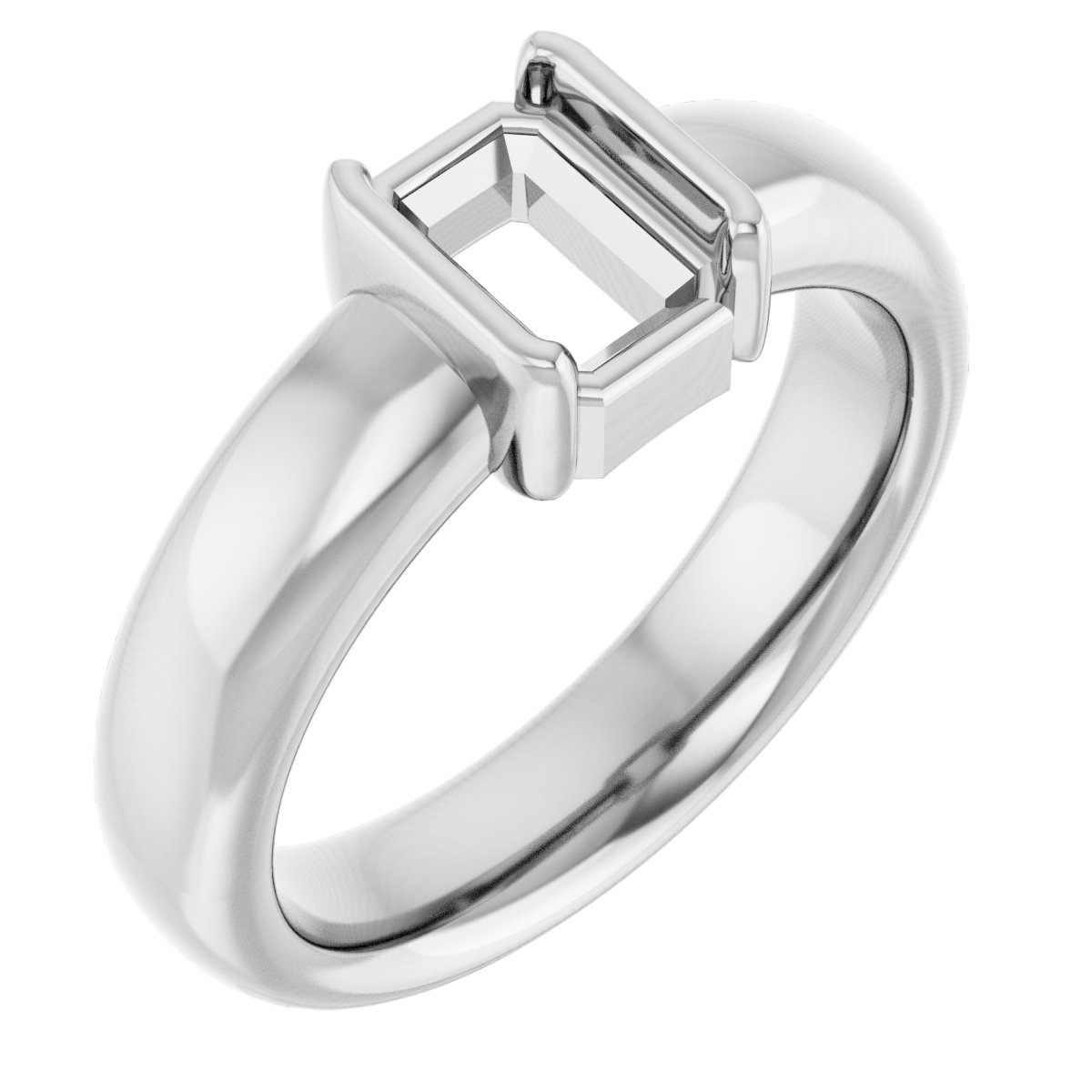 Half-Bezel Solitaire Engagement Ring
