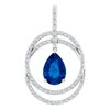 14K White Chatham Created Blue Sapphire and .50 CTW Diamond Pendant Ref 3476640